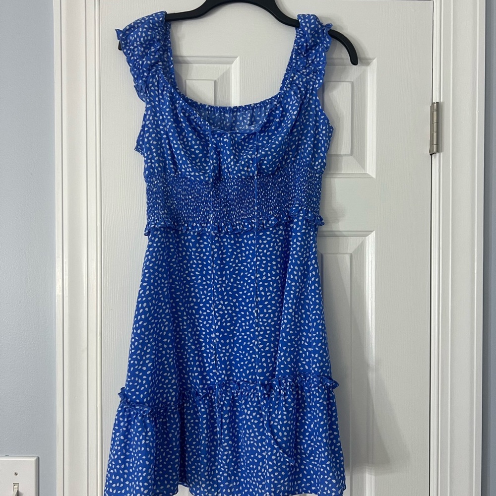 Blue and white dress